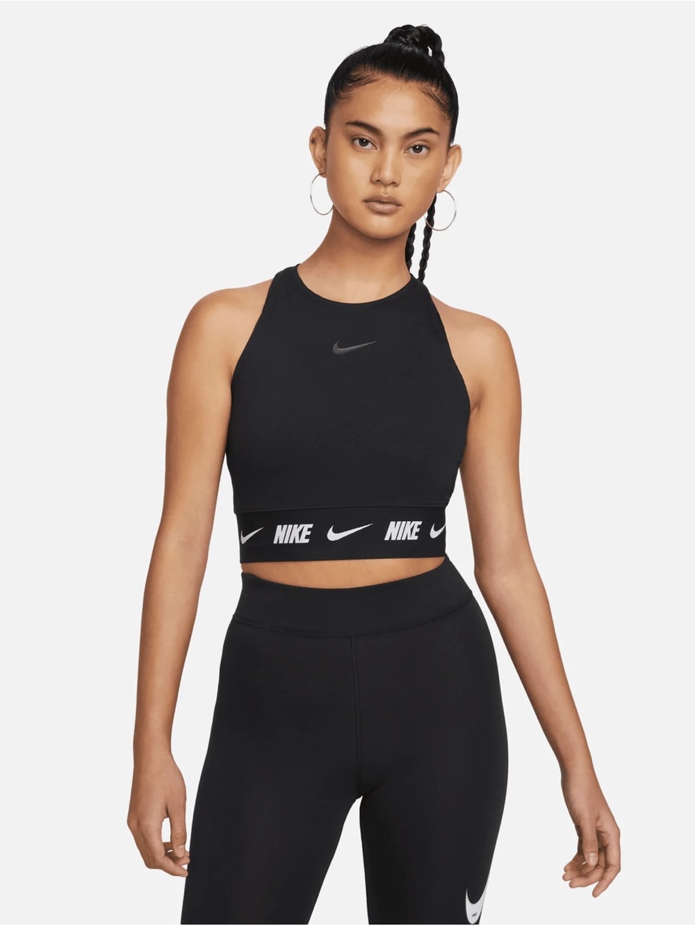 NIKE |  Black Cropped Tape Top